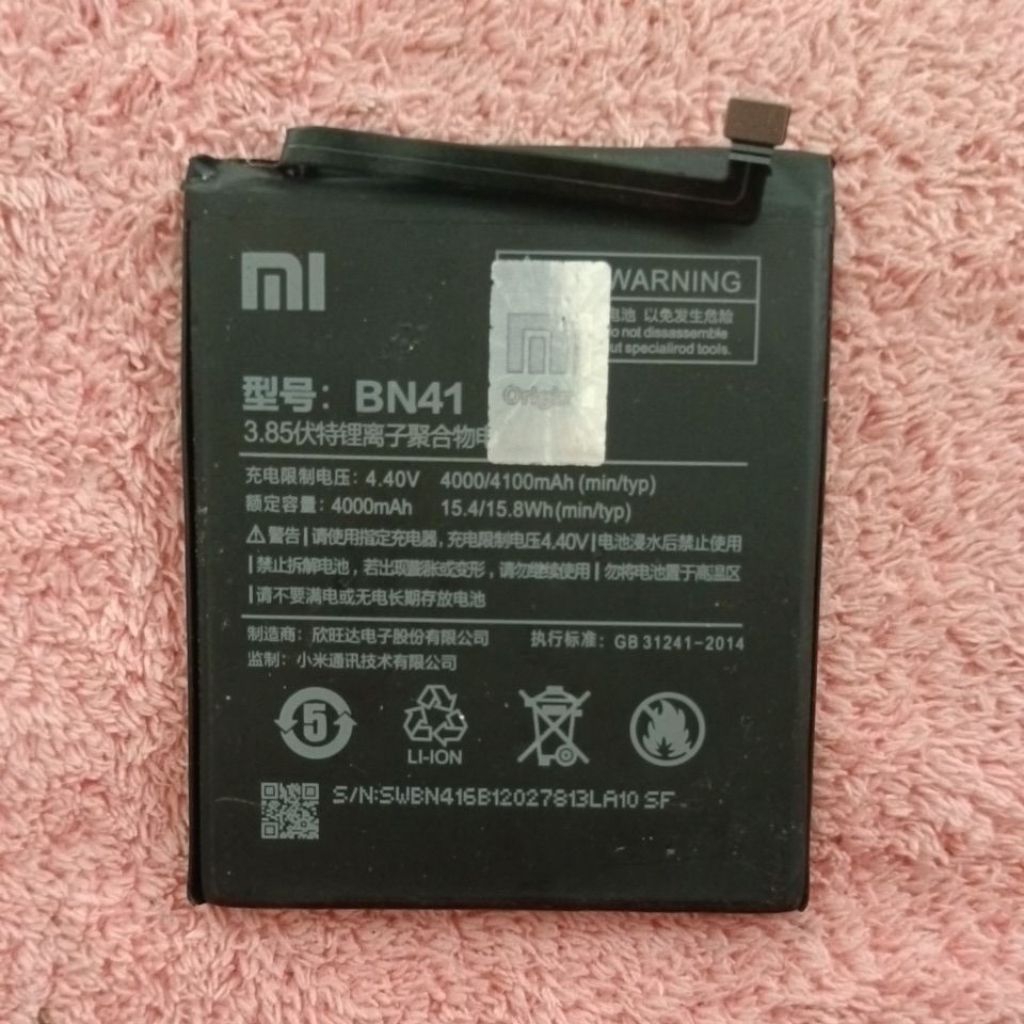 BATERAI BATTERY BATRE XIAOMI REDMI NOT 4X MEDIATEK MODEL BN41 ORIGINAL COPOTAN LANGSUNG BERGARANSI