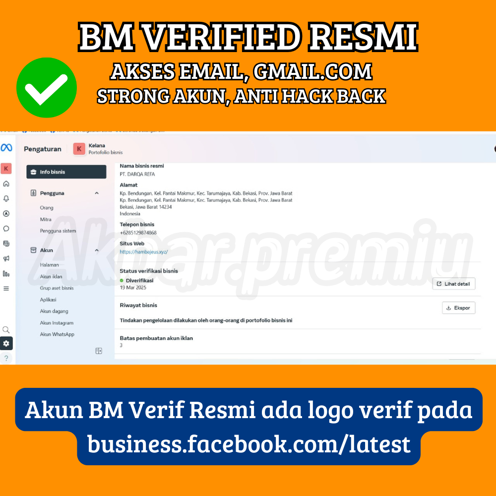 akun fb reinstated v1 + 1 akun bm verif + 1 akun iklan