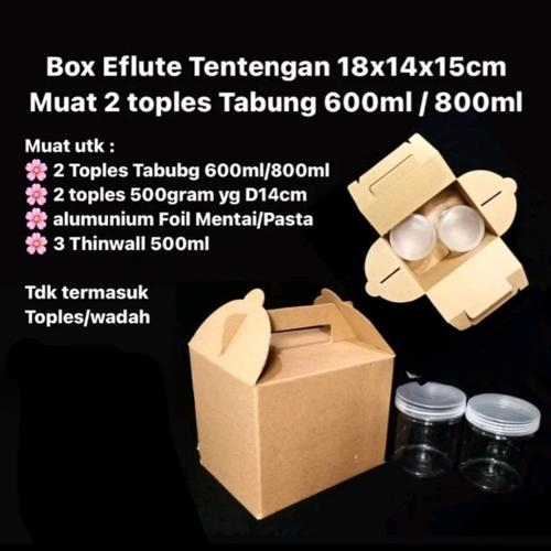 

Box Eflute Box Tenteng Muat Toples Tabung 9cm Box Hampers Kraft Ukuran 18x14x15cm