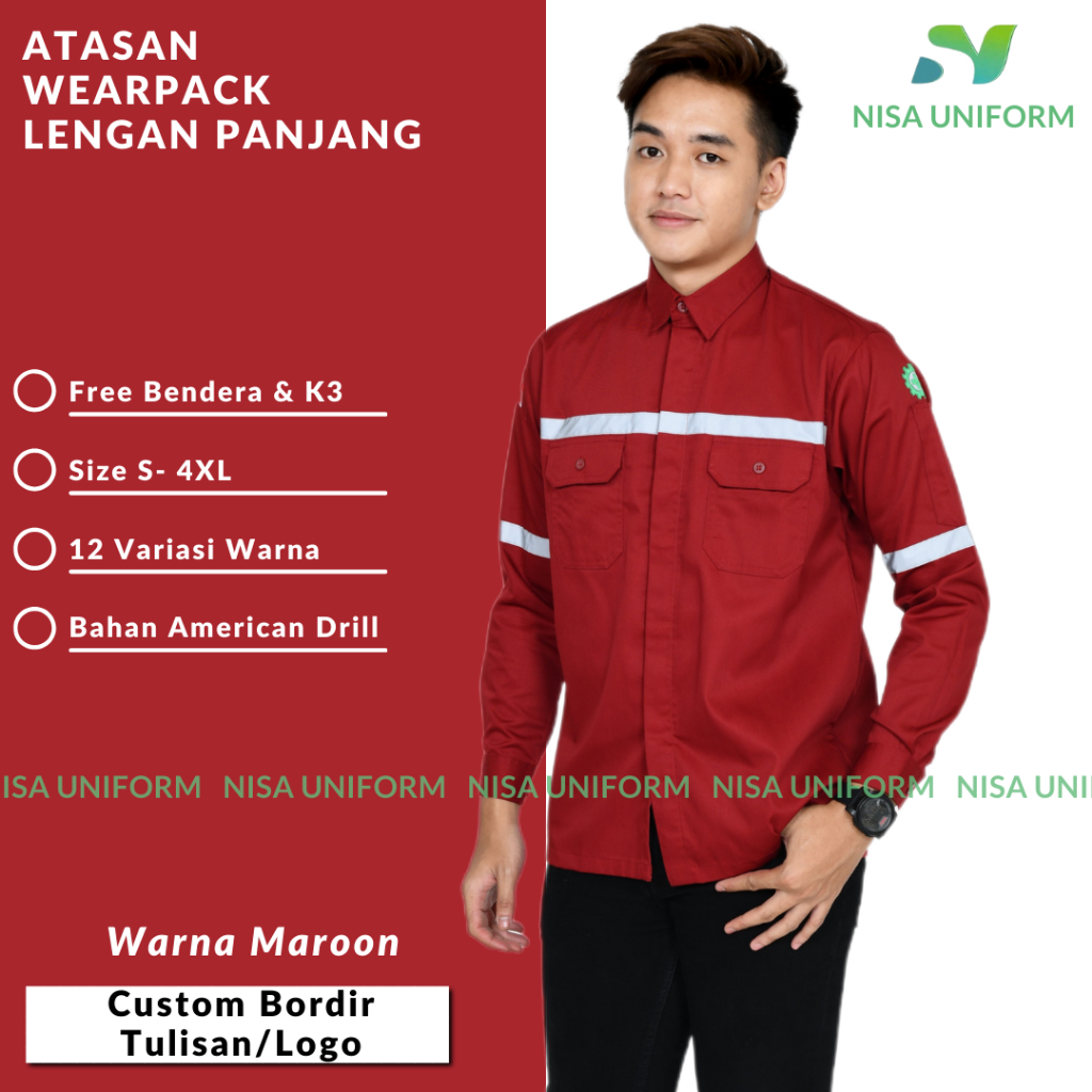 Wearpack /baju kerja Baju Wearpack /baju kerja Custom Bordir logo/seragam karyawan kantor/baju safet