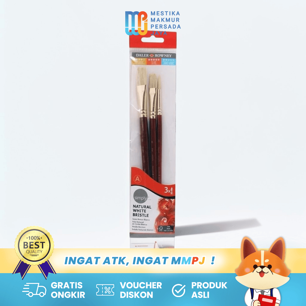 

Daler Rowney Kuas Lukis Cat Minyak - Simply Natural White Bristle 3Pcs 216940301