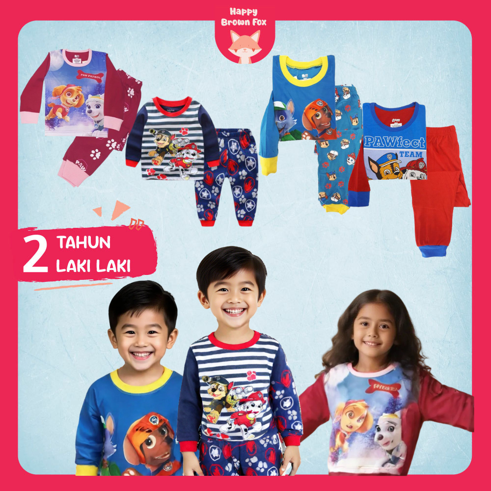 BAJU TIDUR ANAK LAKI-LAKI PEREMPUAN PIYAMA BAYI 2 TAHUN SETELAN PAKAIAN - PAW PATROL