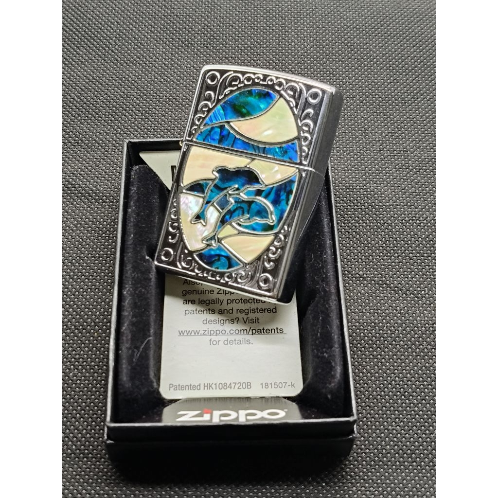 Zippo Dolphin Wave Shell Silver Original