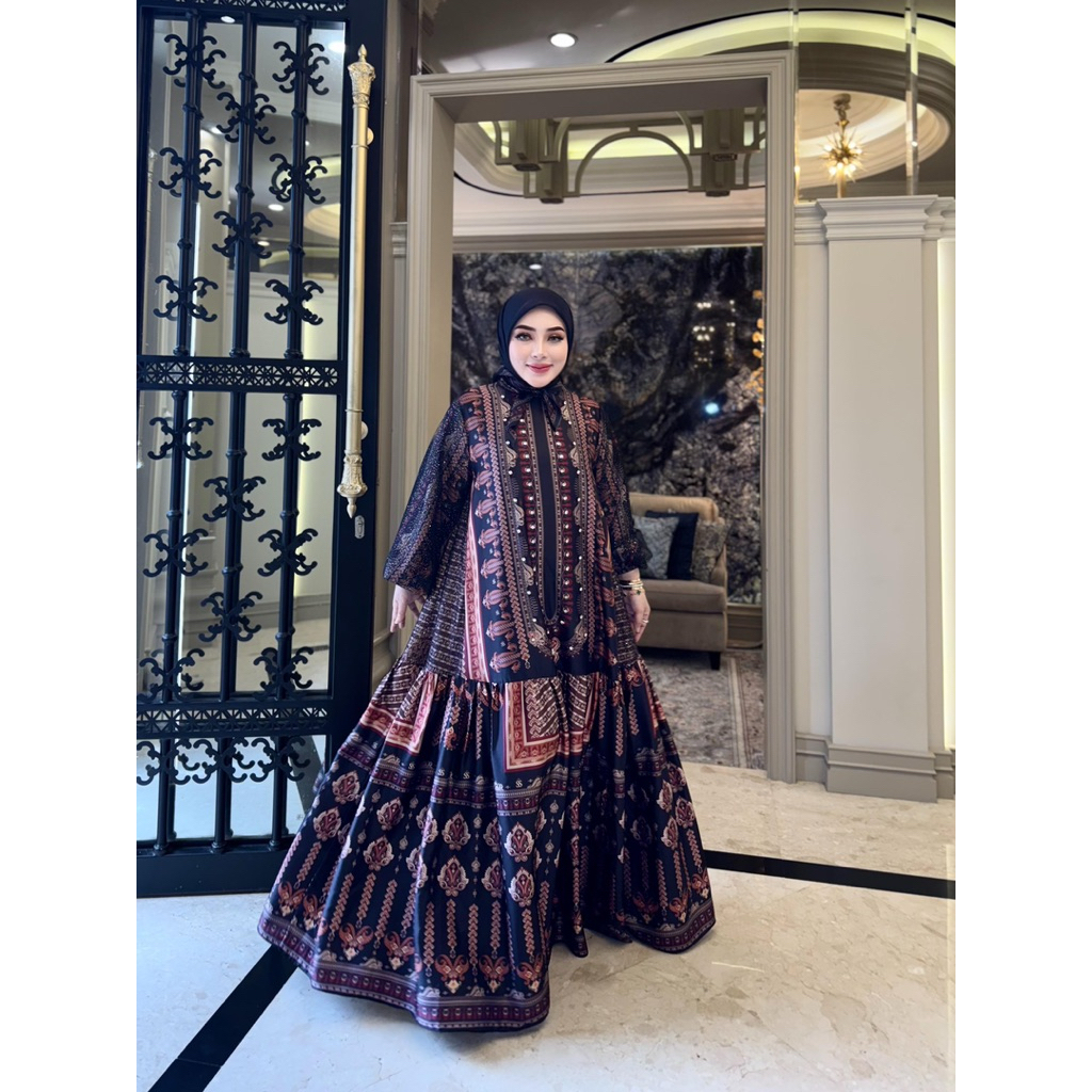 Dress batik + hijab Shellasaukia original