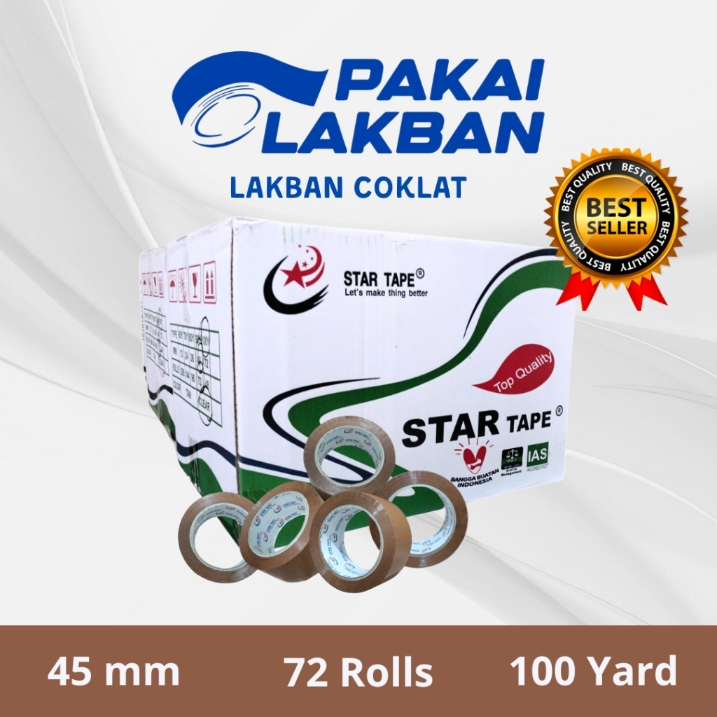 

PAKAILAKBAN Lakban Bening Coklat 45 MM x 100 Yard 1 Dus isi 72 Roll Berkualitas tidak mudah putus