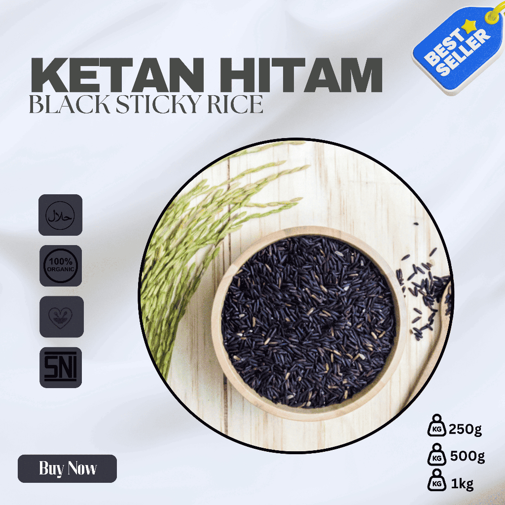 

Ketan Hitam I Ketan Hitam Premium Organik | Varian Berat 250g - 1Kg | Pulen, Wangi, Sehat