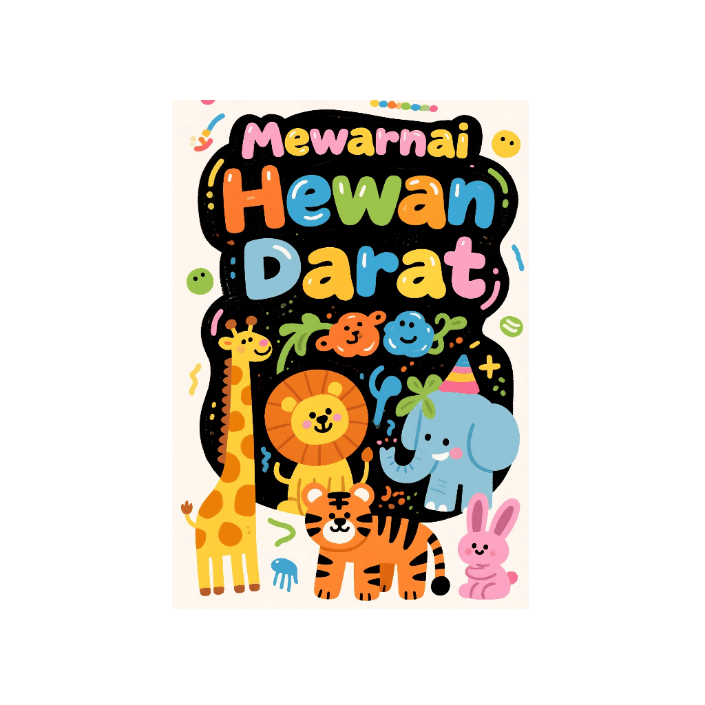 KERTAS MEWARNAI / COLORING / KERTAS GAMBAR TEMA HEWAN DARAT