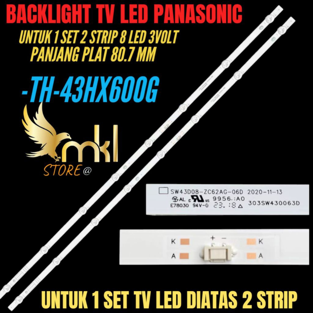 BACKLIGHT TV LED PANASONIC 43 INCH TH-43HX600G BACKLIGHT TV LED PANASONIC