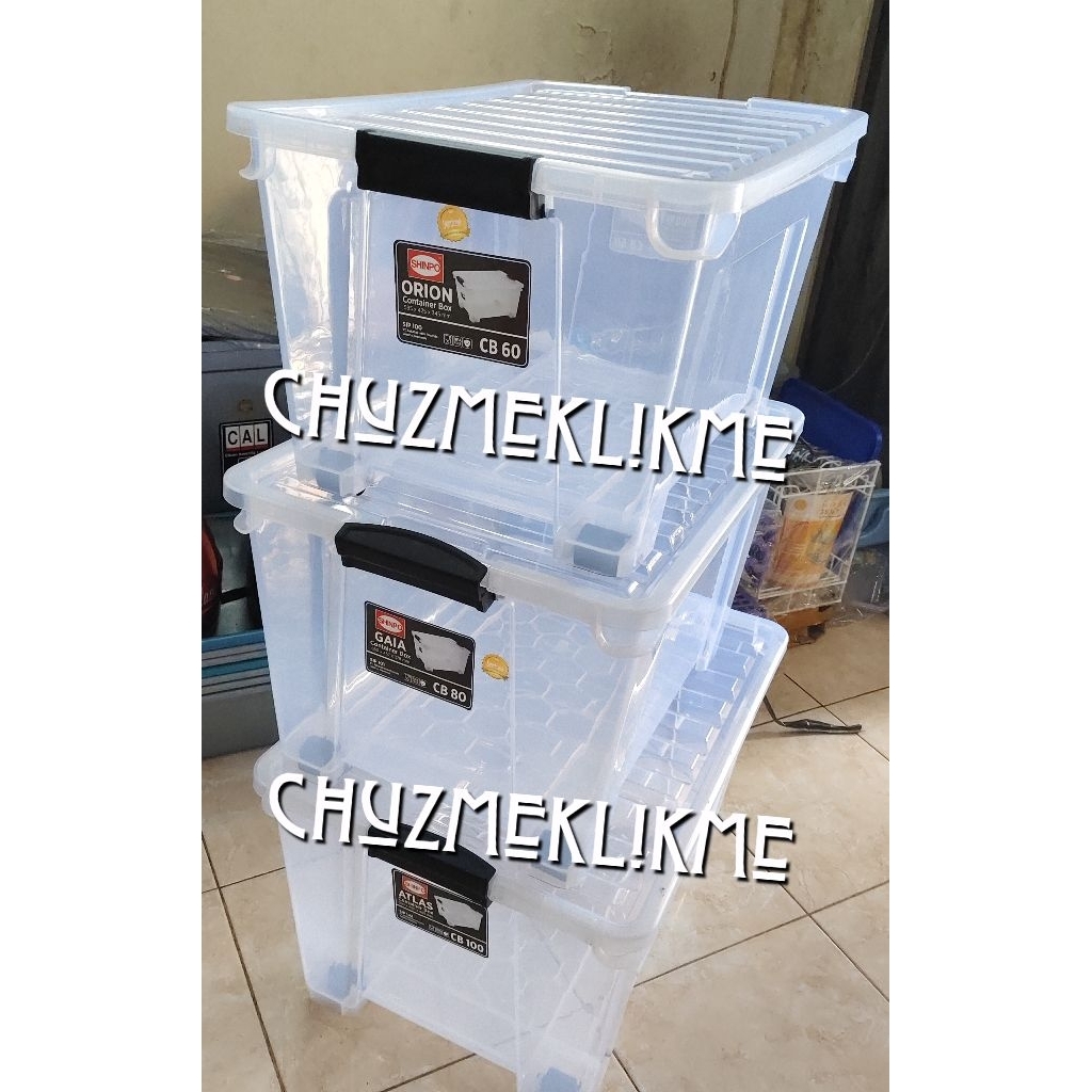 Container box Shinpo (bening) transparan 46 liter, 60 liter, 80 liter, 100 liter, 115 liter/Box shin