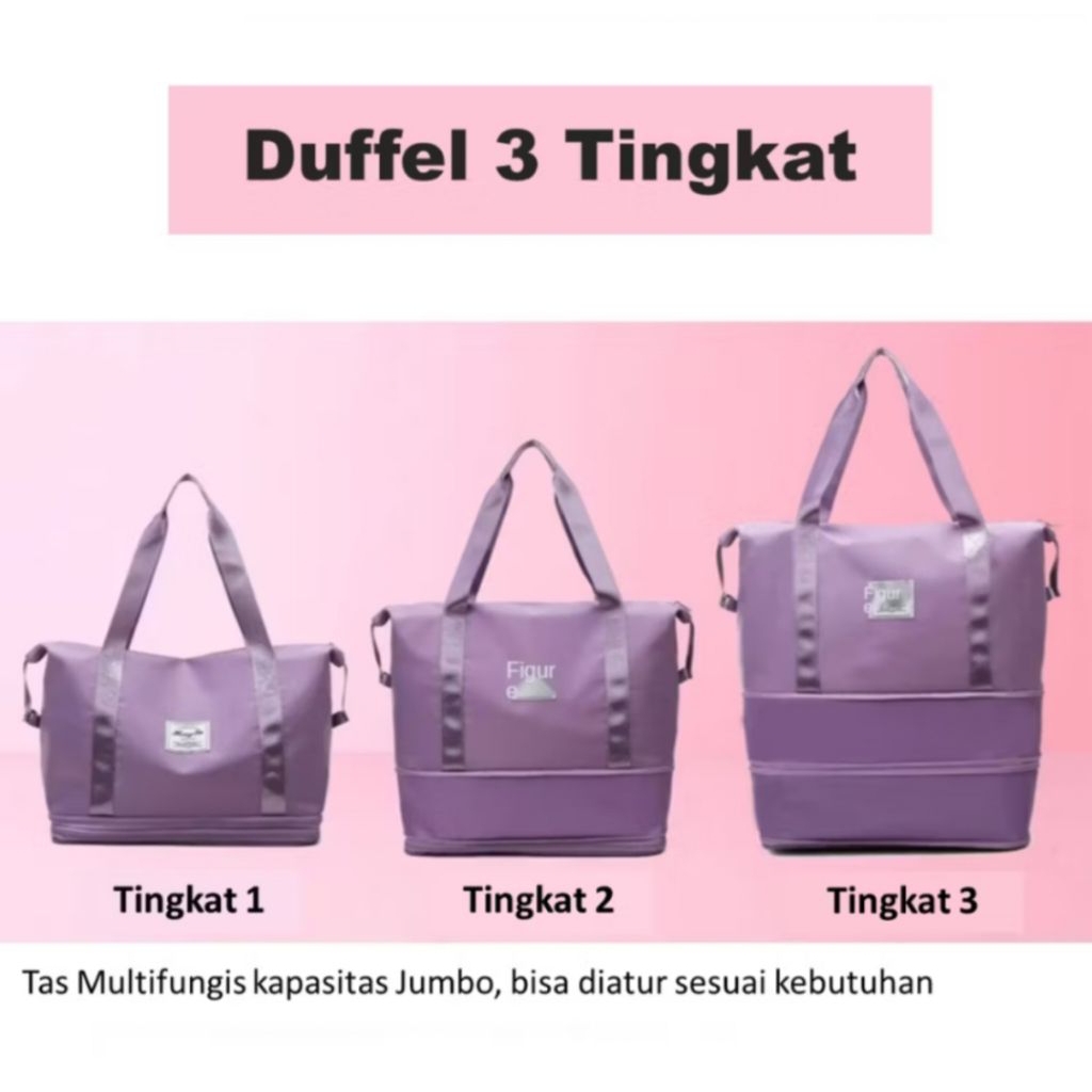 tas besar  travel pakaian barang serbaguna jumbo 3 tingkat lipat