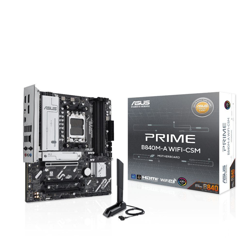 Motherboard ASUS PRIME B840M-A WIFI-CSM (AM5, AMD, B840, DDR5, USB3.2, SATA3)