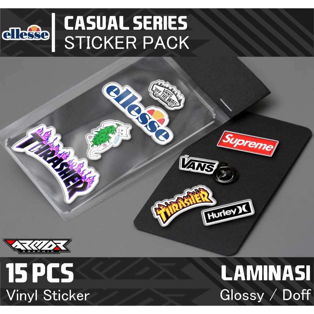 

15pcs Sticker Pack CASUAL SERIES Premium Waterproof Aesthetic, untuk Laptop, Motor, dan Helm ArmorGraphix 3