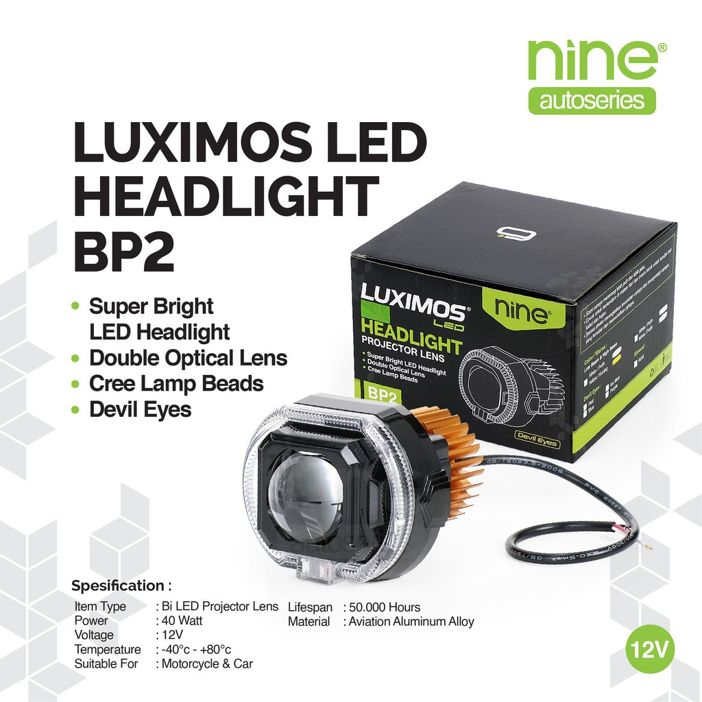 LUXIMOS BP2 Biled Projie 40W Lampu 3 Inch Kipas Pendingin Super Terang Shroud BP2
