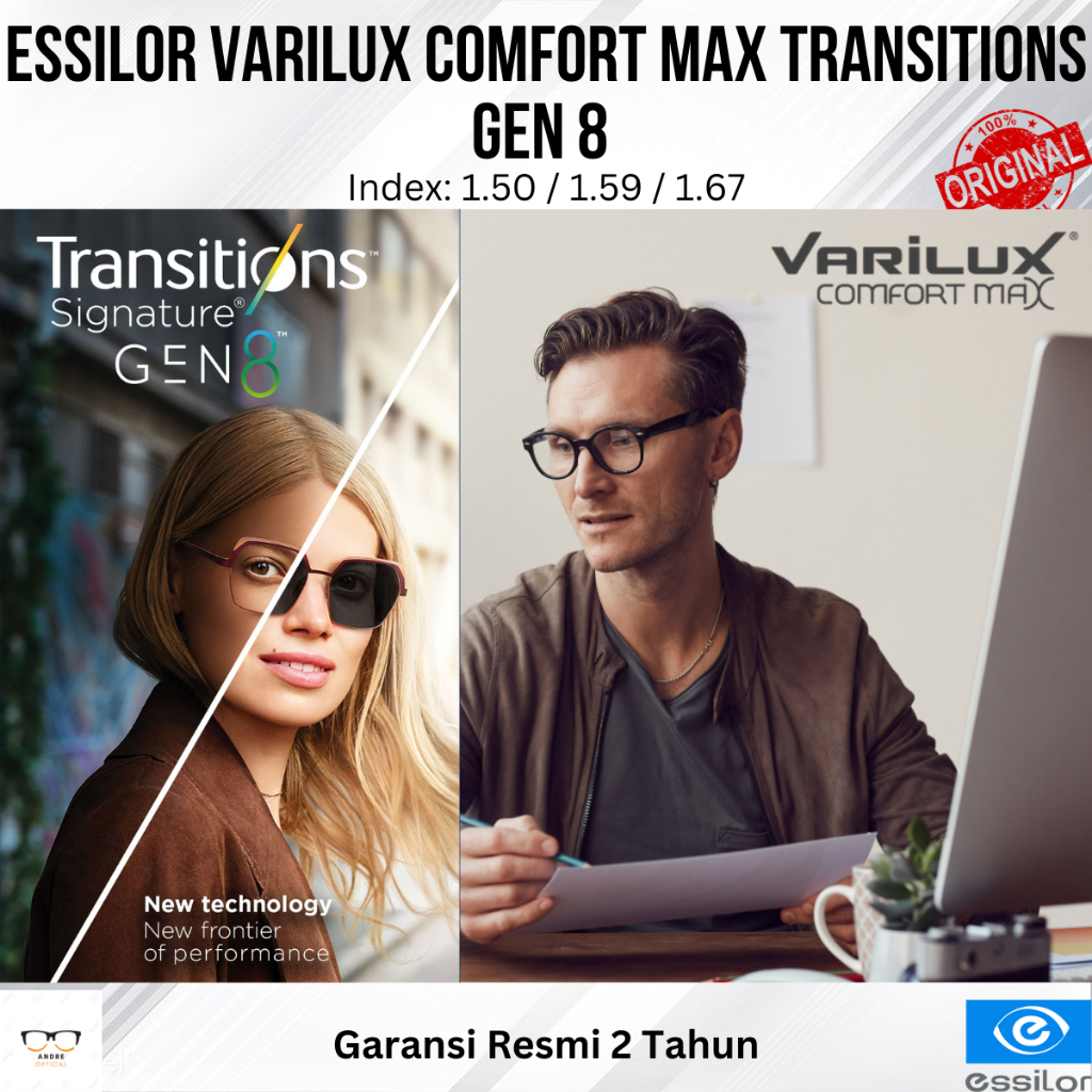 Lensa Essilor Progresif Varilux Comfort Max Transitions Gen S
