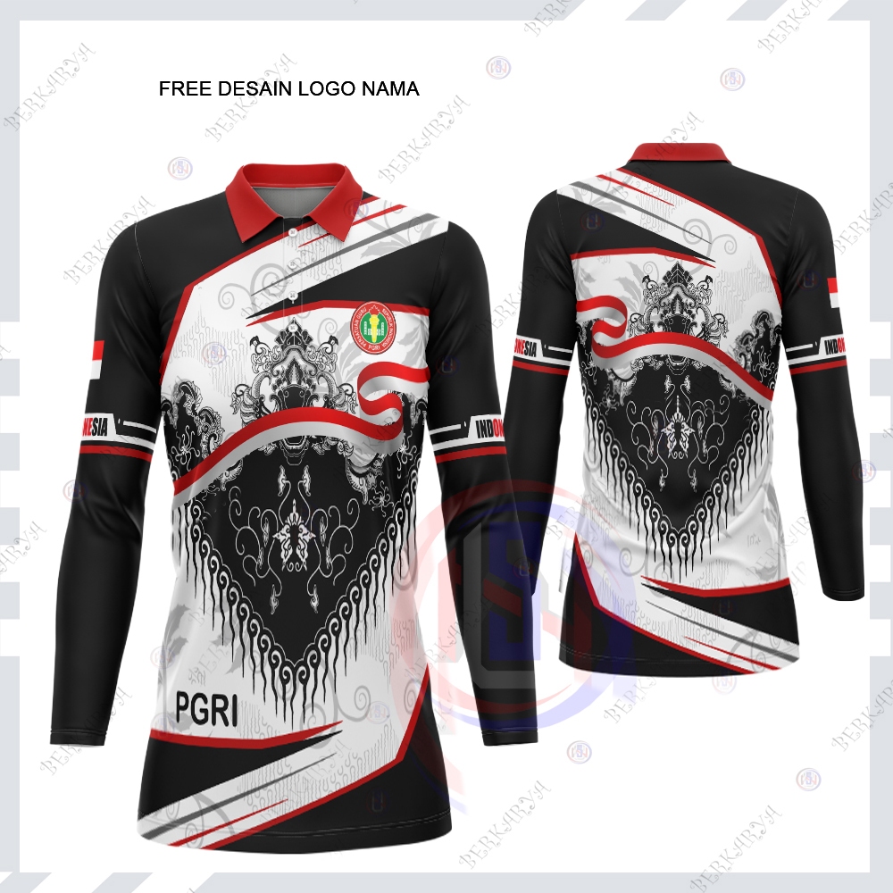TUNIK PGRI / JERSEY BATIK PGRI WANITA / BAJU PGRI WANITA / KAOS TUNIK POLO PGRI