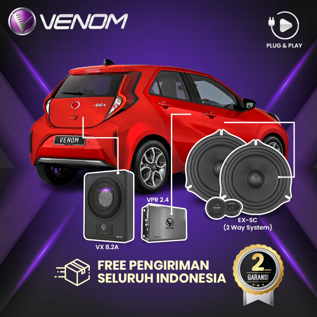 Venom Express Daihatsu Ayla Paket Audio Mobil Plug and Play