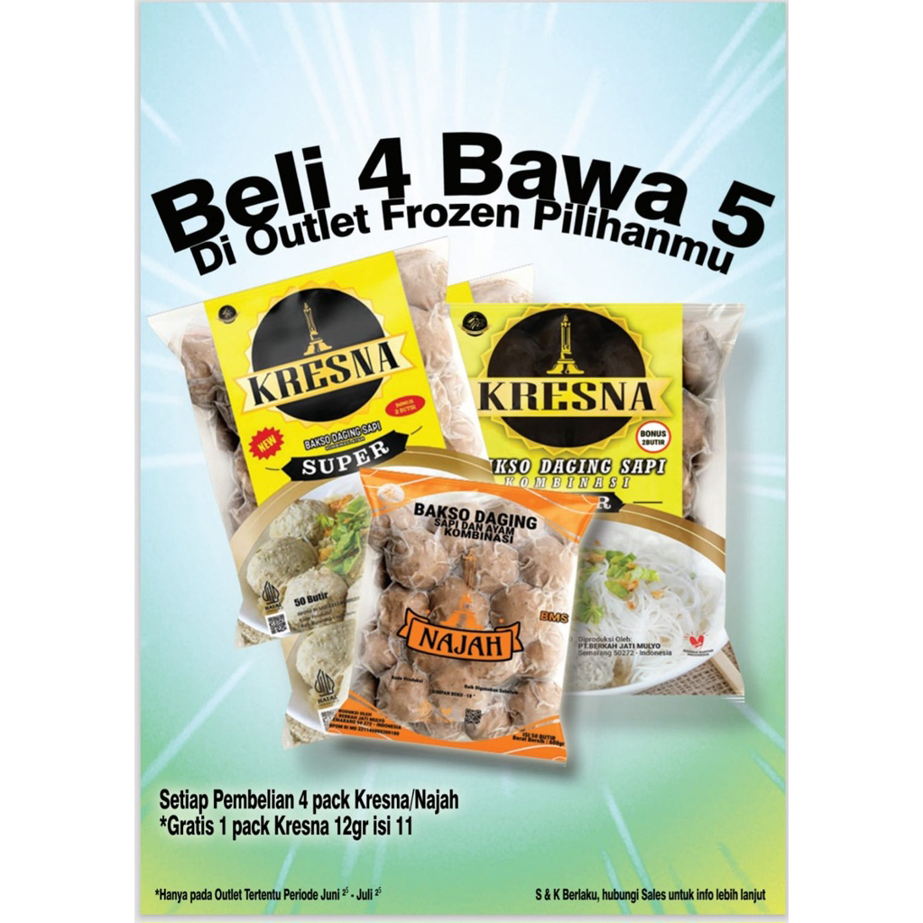 

Bakso Sapi Bakar Najah / Najah Baso Sapi kombinasi Ayam / Bakso Bakar 500gr