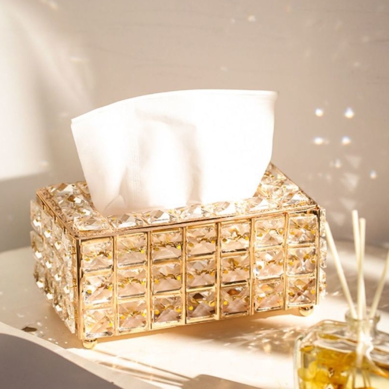 Tempat Tisu Gold Kotak Tisue  Kotak Tisu Estetik Mewah Kotak Tisu Kristal Mewah Tempat Tisu Kristal 