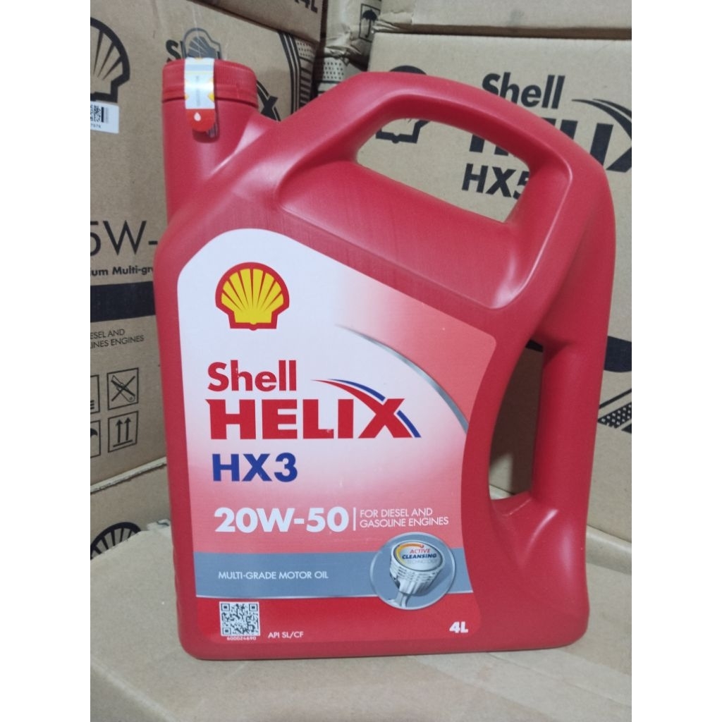 OLI SHELL HELIX HX3 4LITER PELUMAS OLI MESIN MOBIL BENSIN AVANZA XENIA GRAND MAX CAYLA SIGRA