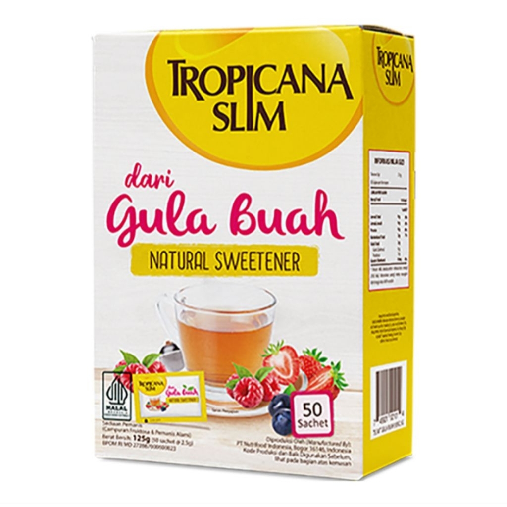 

Tropicana Slim Pemanis Alami Gula Buah 50 x 2.5 g