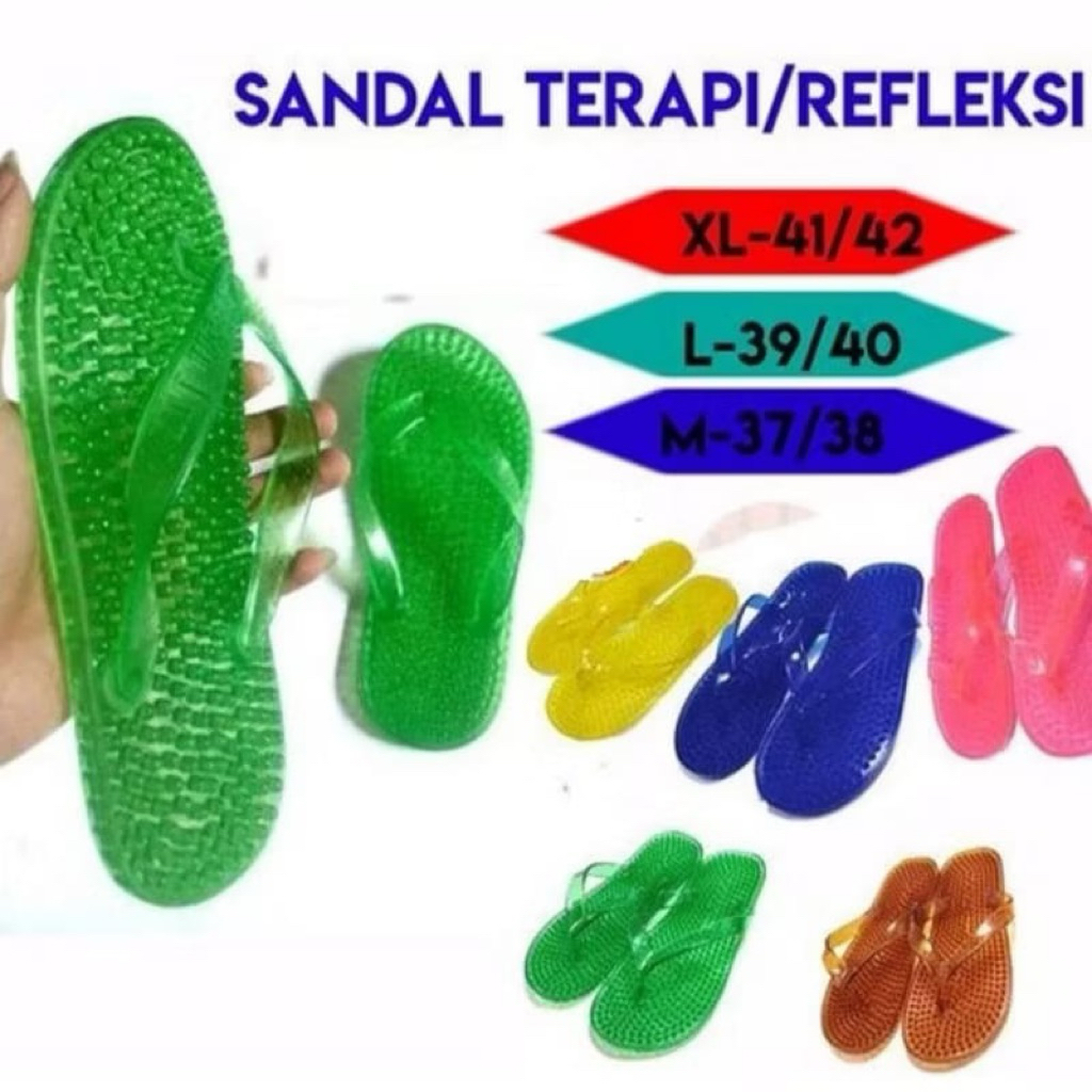 Sandal Refleksi Rematik Kesehatan Sandal Duri Bening Jelly Warna