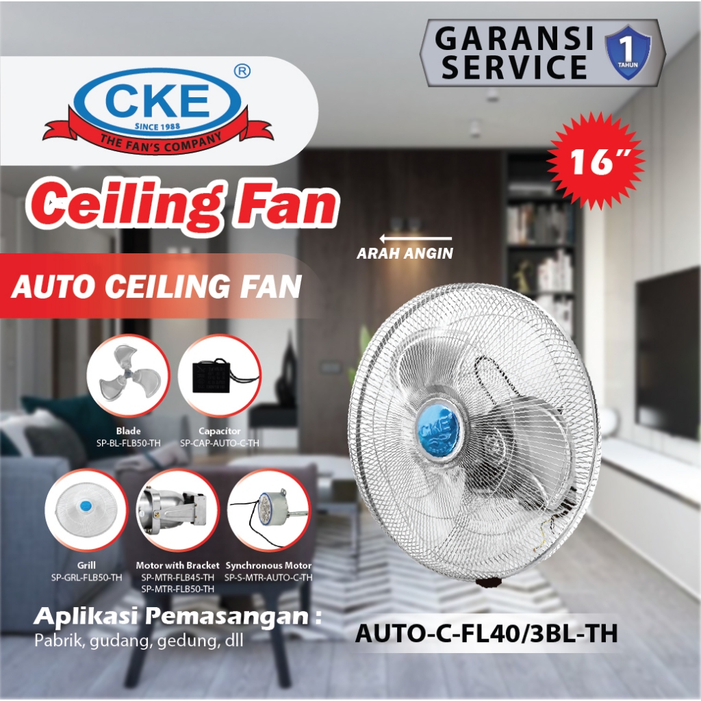 Auto Ceiling AUTO-C-FL40 16 Inch Ceiling Fan Kipas Angin Plafon/EXHAUST FAN PLAFON