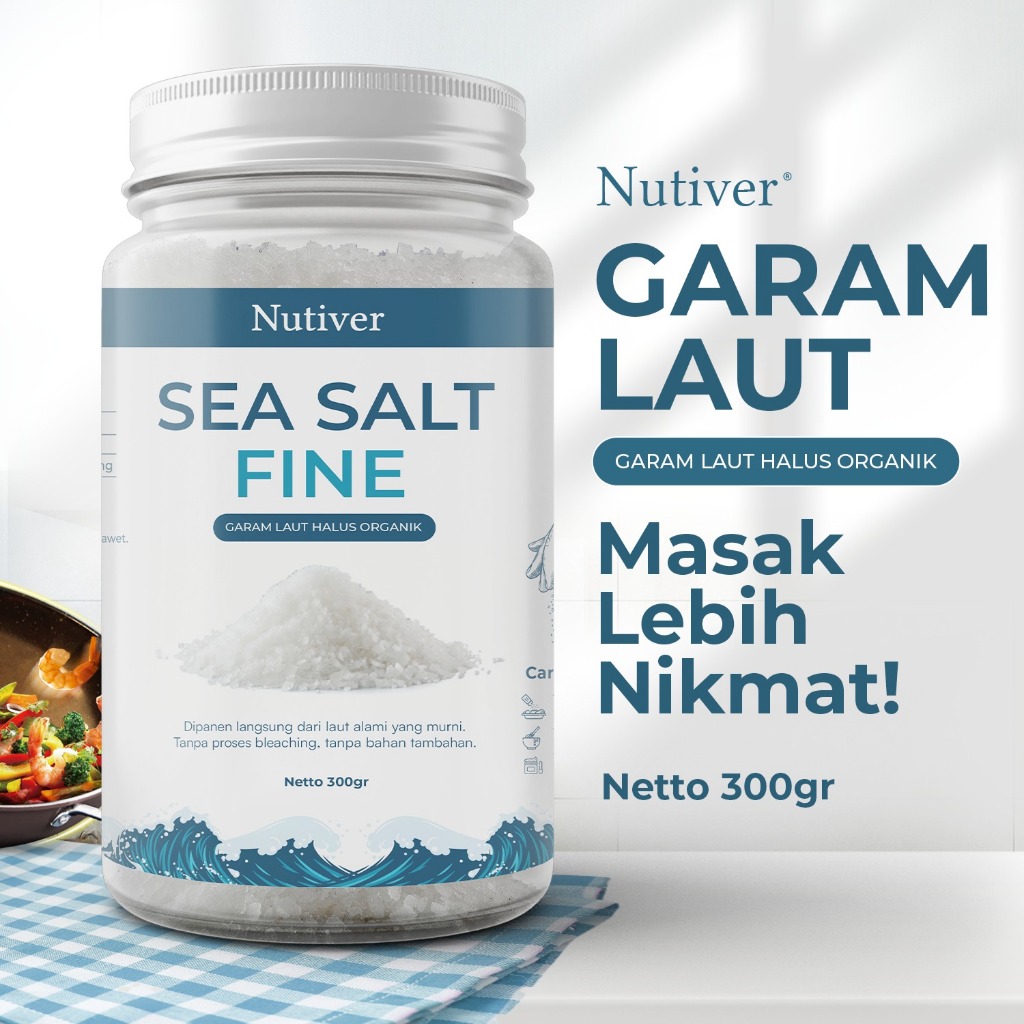 

Nutiver | Sea Salt Fine | Garam Laut Halus | Garam Laut Halus Organik | Tanpa Yodium Tambahan Cocok Untuk Diet & Masakan 300 gram | Garam Laut