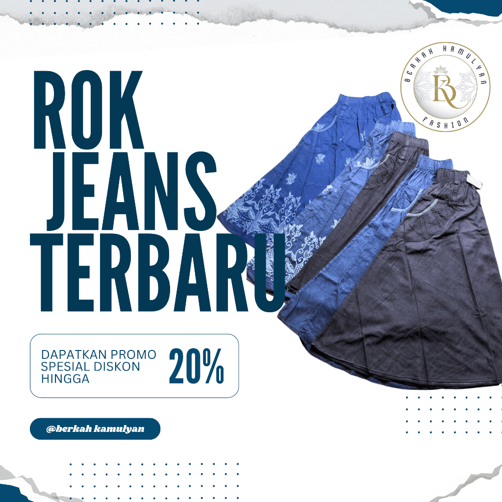 Rok Jeans Panjang Payung Bawah Lebar Wanita Jumbo / Rok Jeans Panjang Jumbo