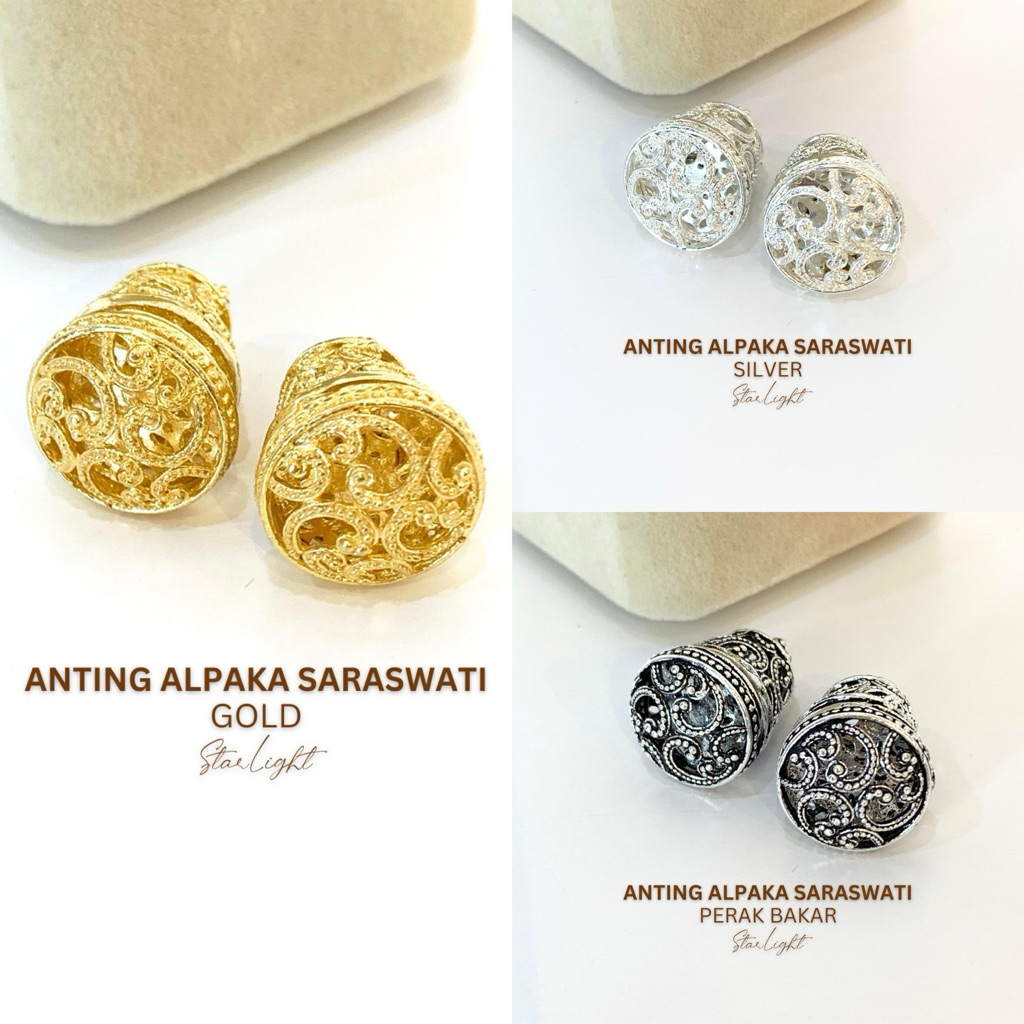 STARLIGHT BALI - Anting Alpaka Model Saraswati/ Anting Alpaka / Aksesoris Anting