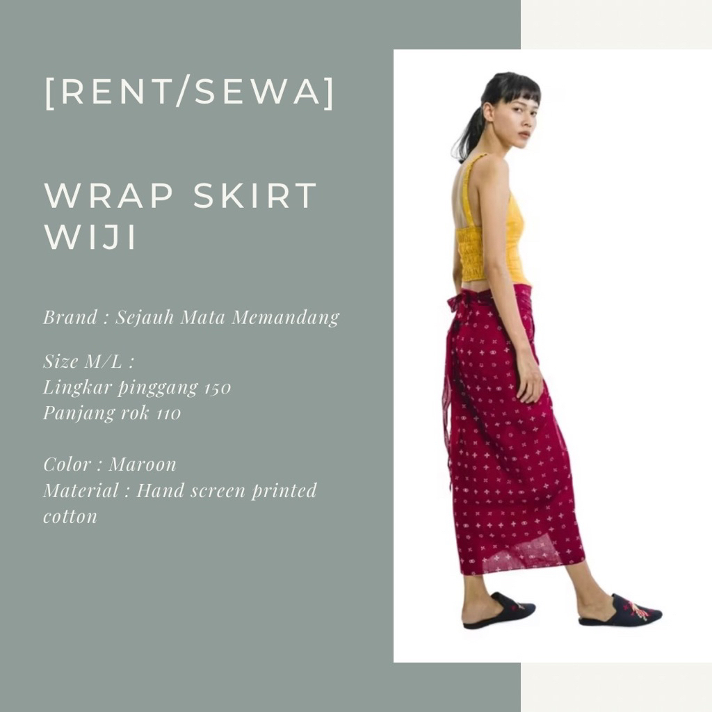 (Sewa/Rent) Wrap skirt wiji merah maroon sejauh mata memandang rok lilit preloved second bekas