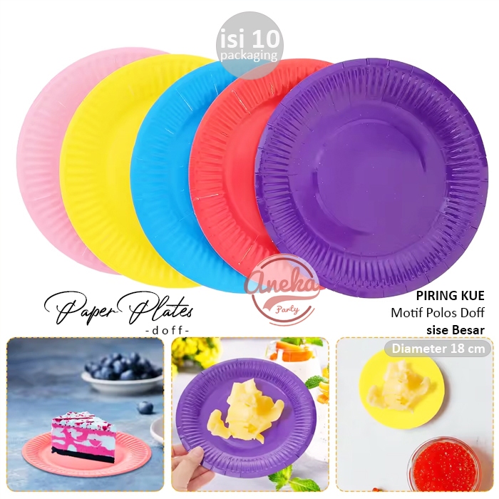 Piring Kue Polos doff besar / Paper Plate warna warni polos / piring kue kertas pesta ulang tahun po