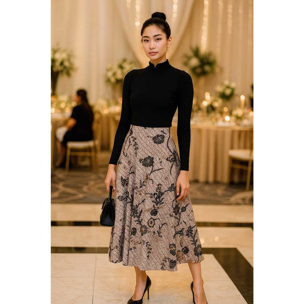 Rok Batik Rok Klok Midi Lawasan Bawahan Batik Wanita Rok Katun Batik Premium Batik Modern Casual