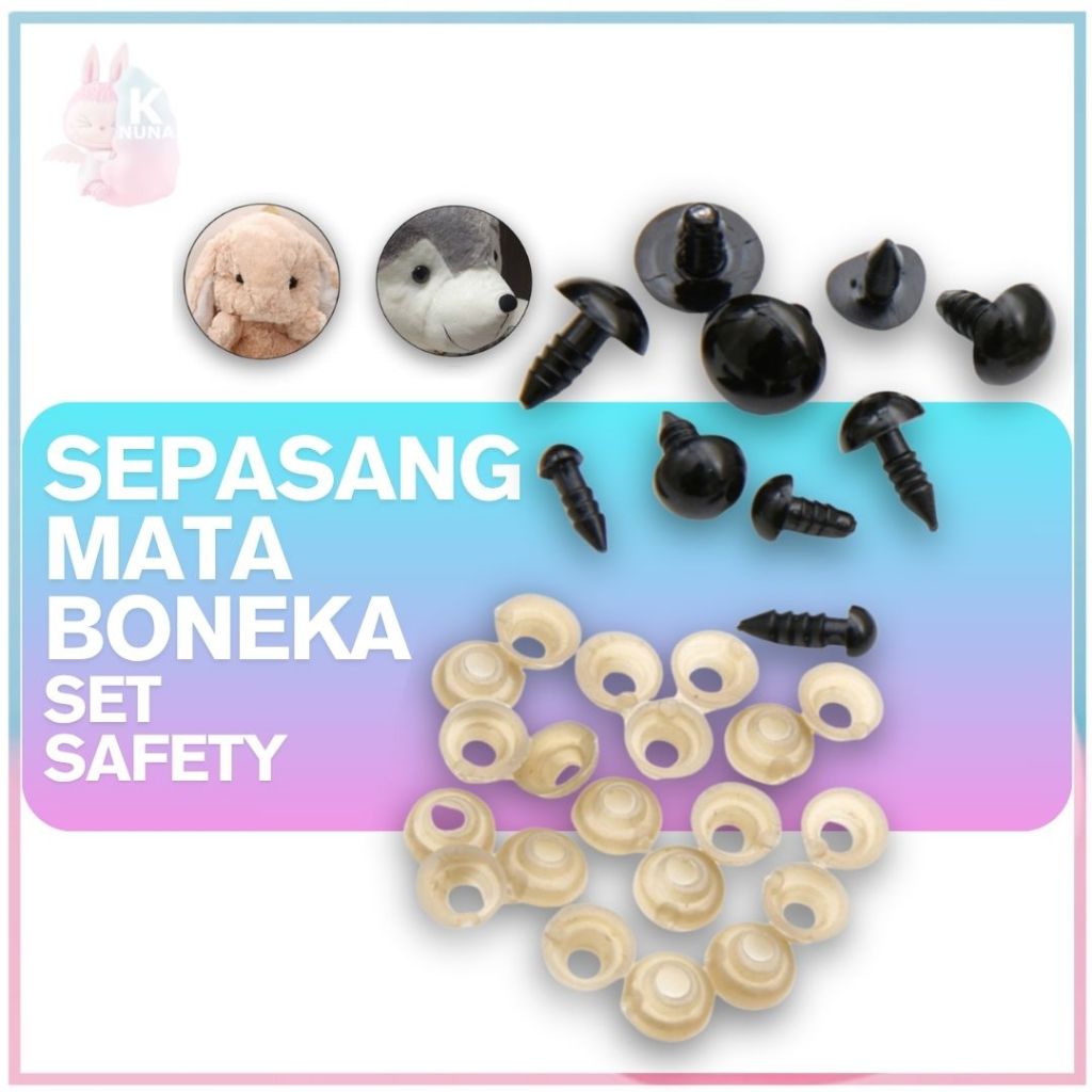 Sepasang Mata Boneka Bula Hitam Set Mata Amigurumi Safety Doll Eyes Untuk Mata Boneka (2pcs) MG011