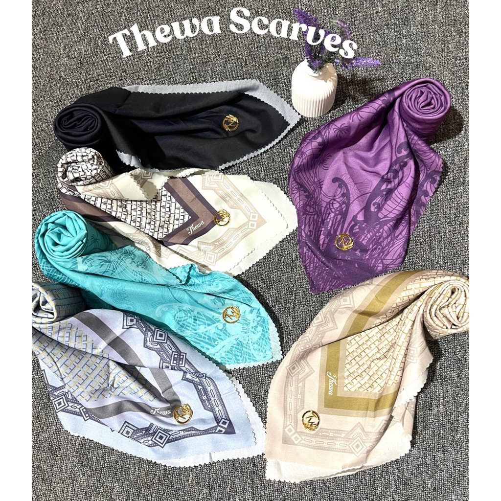 [Grosir/5pcs]S4 Thewa Scarves Dengan Motif Kekinian Dengan Bahan Finishing laserCut