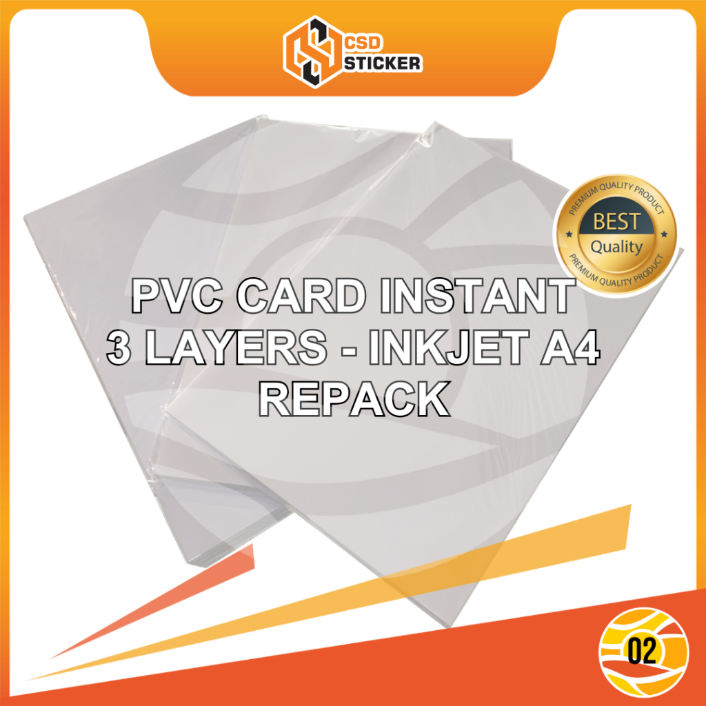 

CSD PVC ID CARD PET Instant Printer Inkjet A4 0,76 mm Dye Pigment Member Card / ATM / Kartu Anggota Repack 5 Set