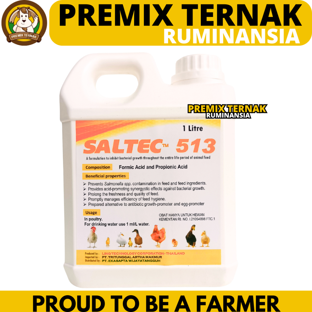 SALTEC 513 1 LITER - Acidifier Cair Asam Propionat Asam Format untuk Ayam Bebek Puyuh Unggas - Pengg