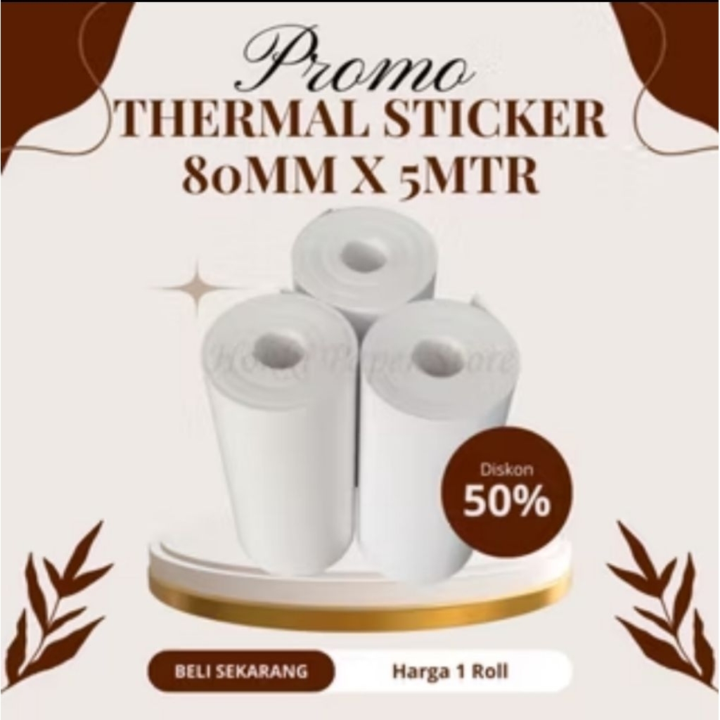 

KERTAS THERMAL LABEL STIKER 80MM PANJANG 5 METER COUNTINOUS 80 MM PREMIUM