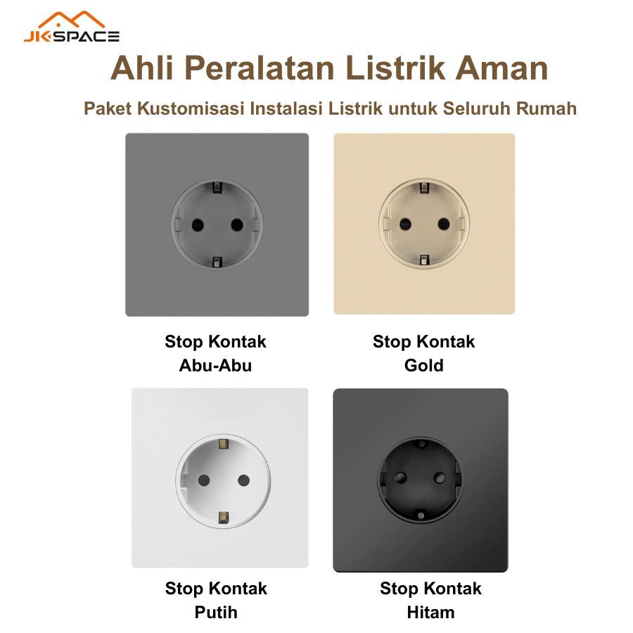 JK SPACE  Stop Kontak Saklar/Saklar Lampu/ Saklar Rumah JK SPACE Gabungan saklar silver saklar mewah