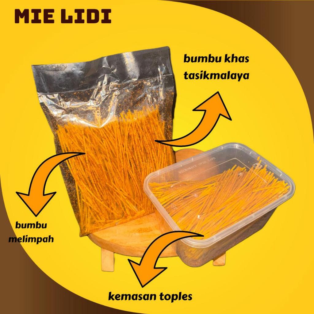 

MIE LIDI KEMASAN BOX /TOPLES - MIE LIDI JAJANAN JADUL KEMASAN TOPLES