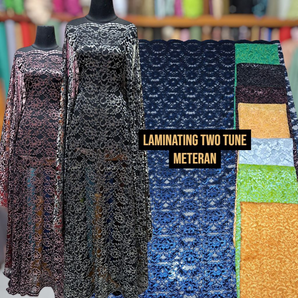 Kain Brukat Cord Metalik Two Tune Baban Kebaya Brokat Lece Cornely Laminating Two Tune Bakal Kebaya 