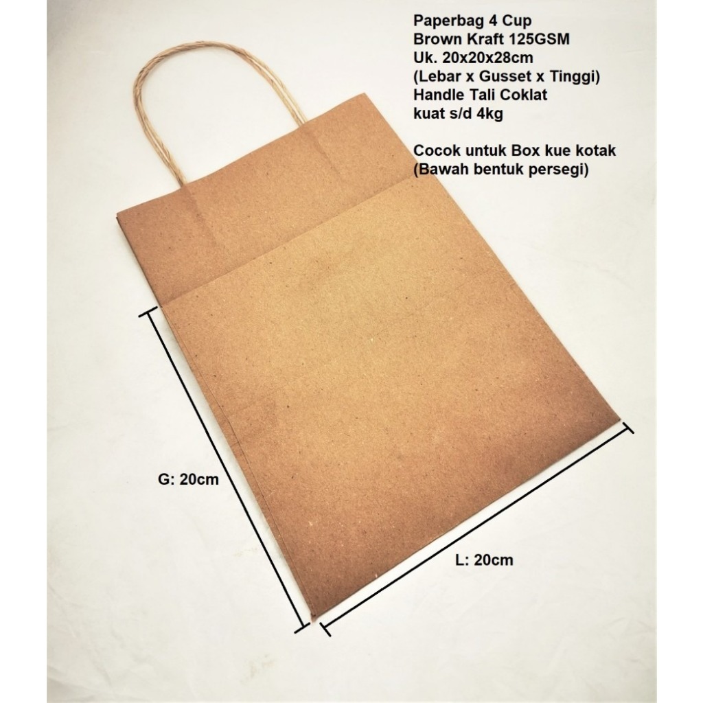 

PAPERBAG COKLAT 20X20X28 + BB 4 CUP 10PC