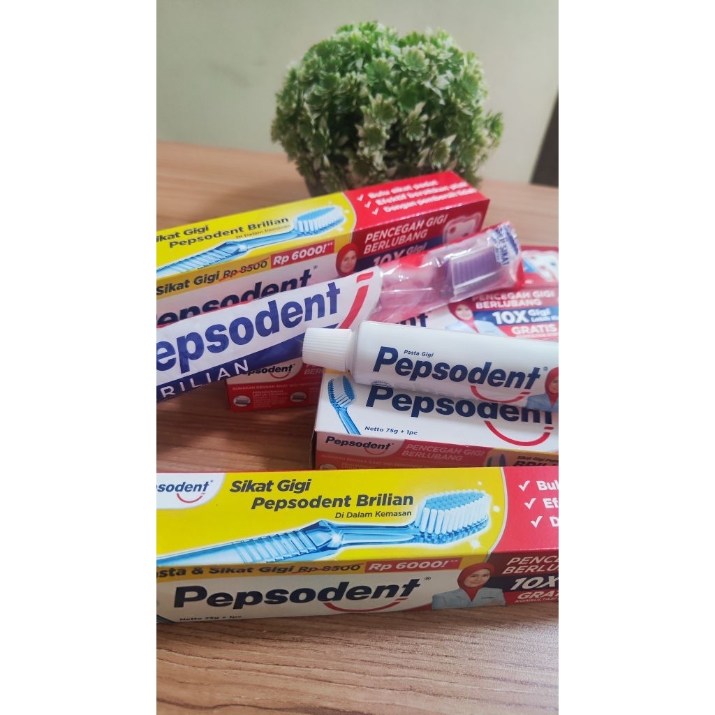 1 Karton Pepsodent 75 gr + Sikat Gigi, Pepsodent 75 gr FREE Sikat Gigi