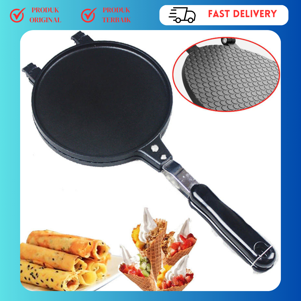 Cetakan Kue Egg Roll/Jepit/Semprong/Opak diatas teflon waffle croffle maker Cetakan kue semprong egg
