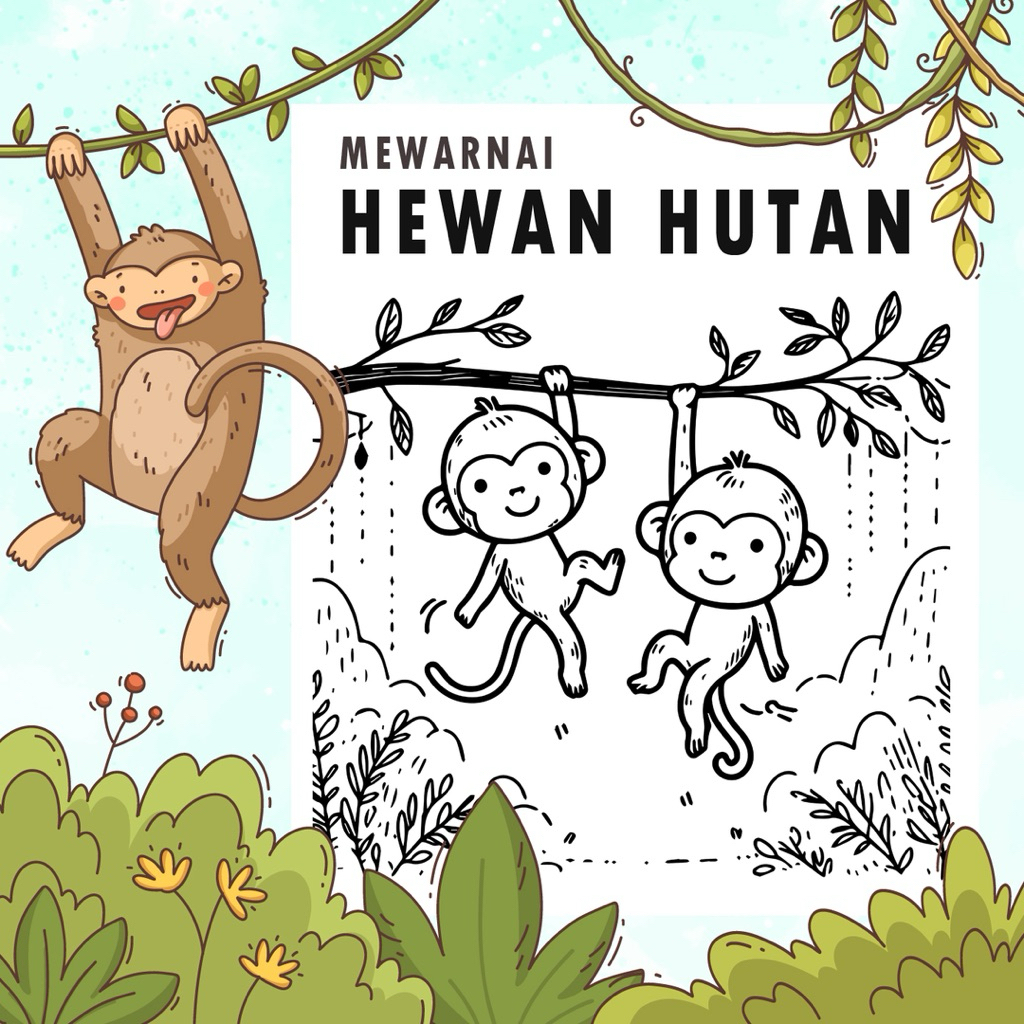 

25 Lembar A5 | Kertas Mewarnai tema Hewan & Hutan | 25 Kertas gambar berbeda