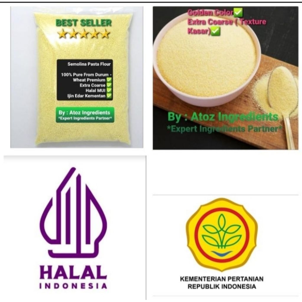 

Semolina Pasta Flour Premium 100% 1Kg / Tepung Semolina Premium 1kg