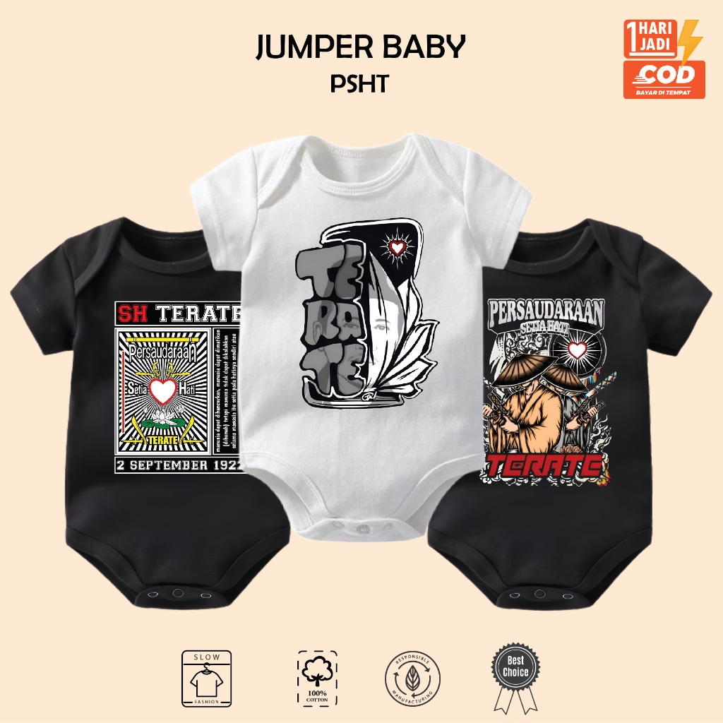 Baju Bayi Jumper Baby PSHT PERSAUDARAAN SETIA HATI TERATE 1922 Kaos Anak Organisasi Silat Karate