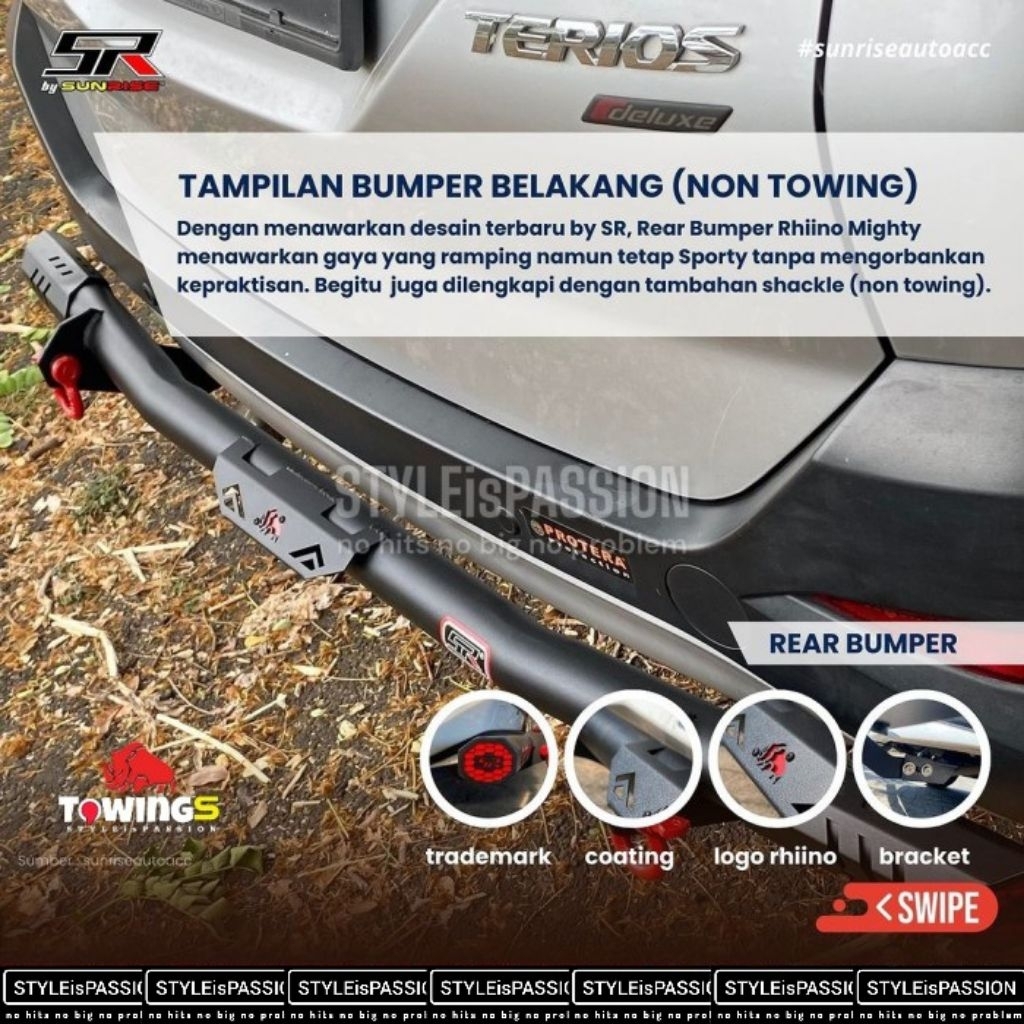 Towing Bar Rhino mighty Blank Fortuner Pelindung Bemper Mobil Fortuner 2016 2023 Rush Terios Pajero 