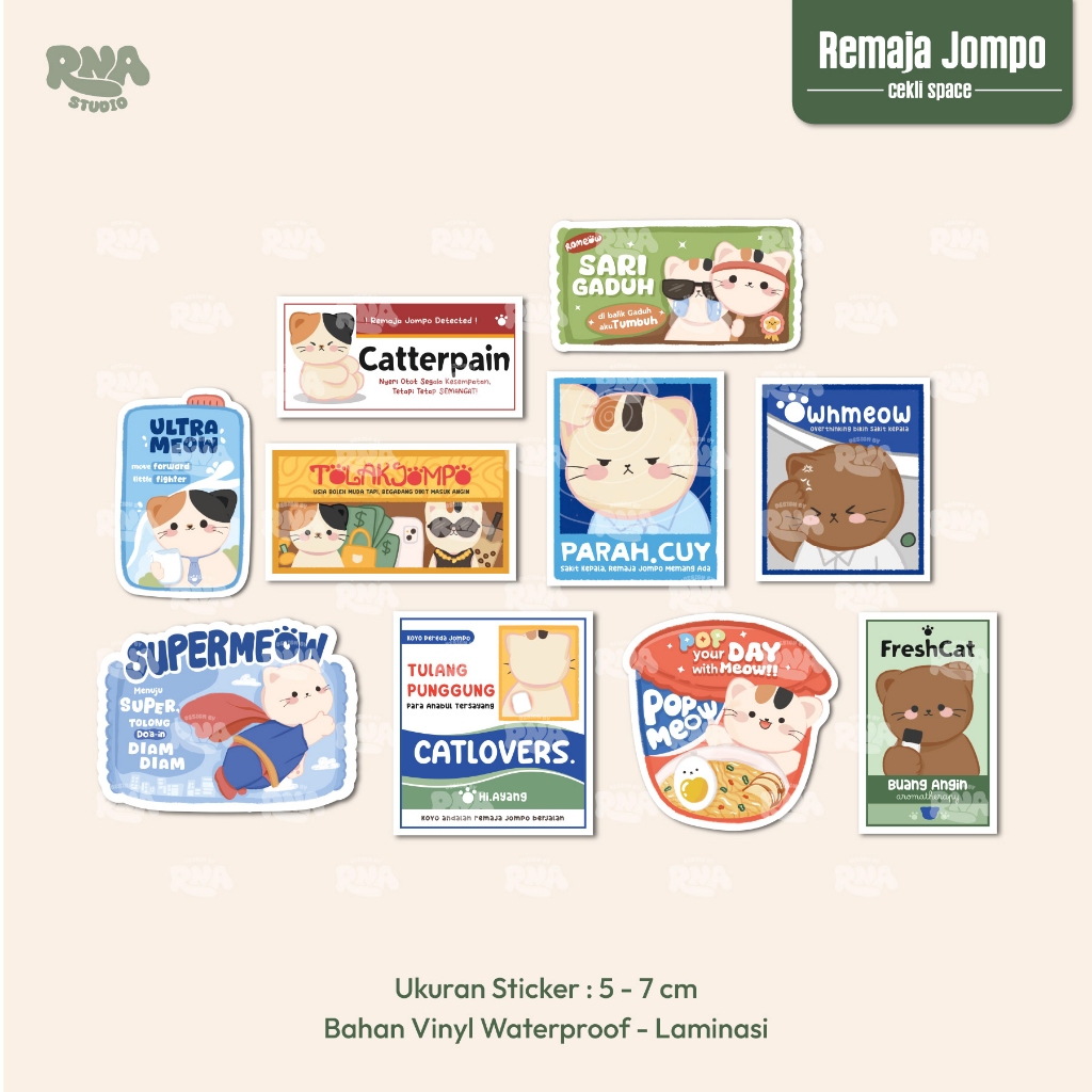 

Sticker Kucing Remaja Jompo | Stiker Lucu Parody Cat | Meme Stiker | Vinyl Waterproof | Dekorasi Laptop HP Tumblr