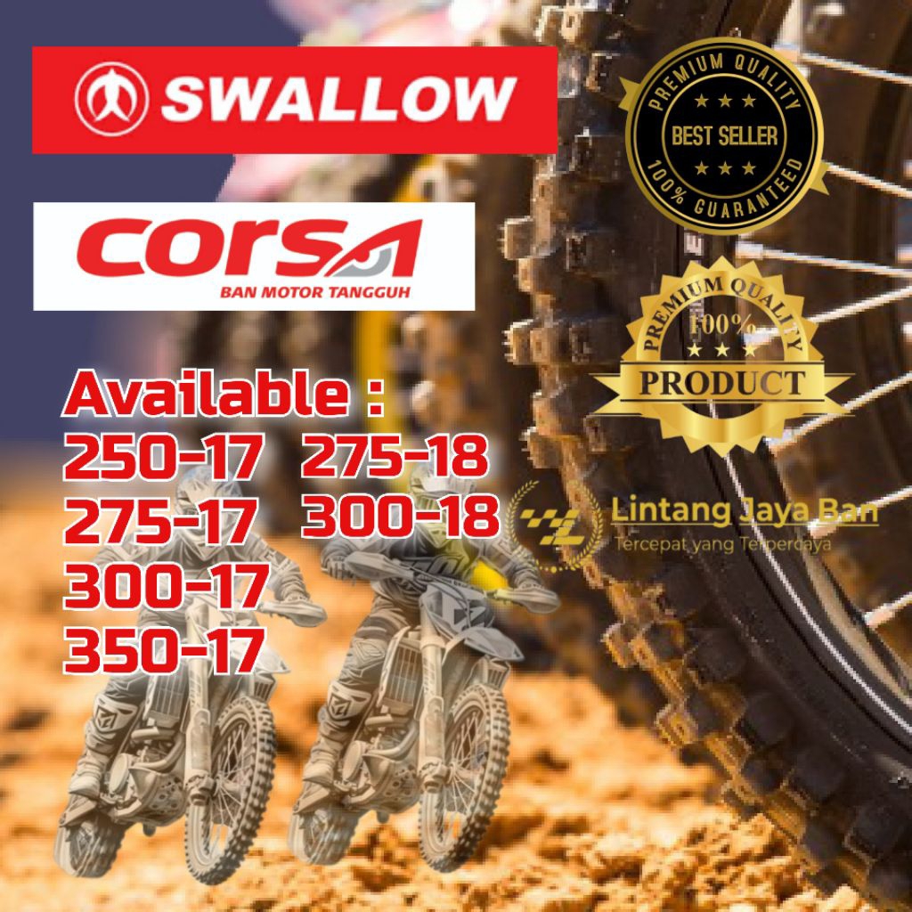 Ban Kross Swallow X cross Corsa MT Cross Ring 17 tubetype (non tubeless ban dalam) 250-17 275-17 300