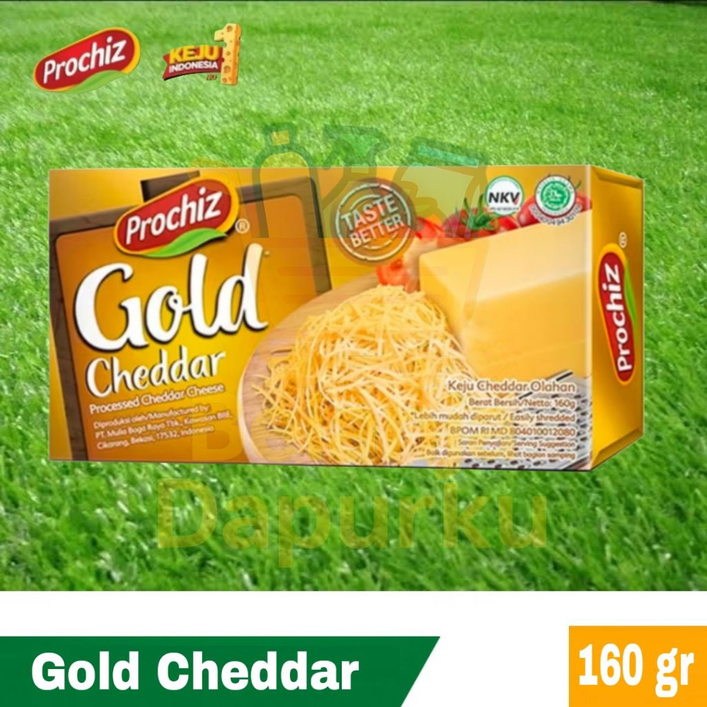 

Prochiz Gold Keju Cheddar Olahan 160gr Keju Serbaguna untuk Masakan dan Roti